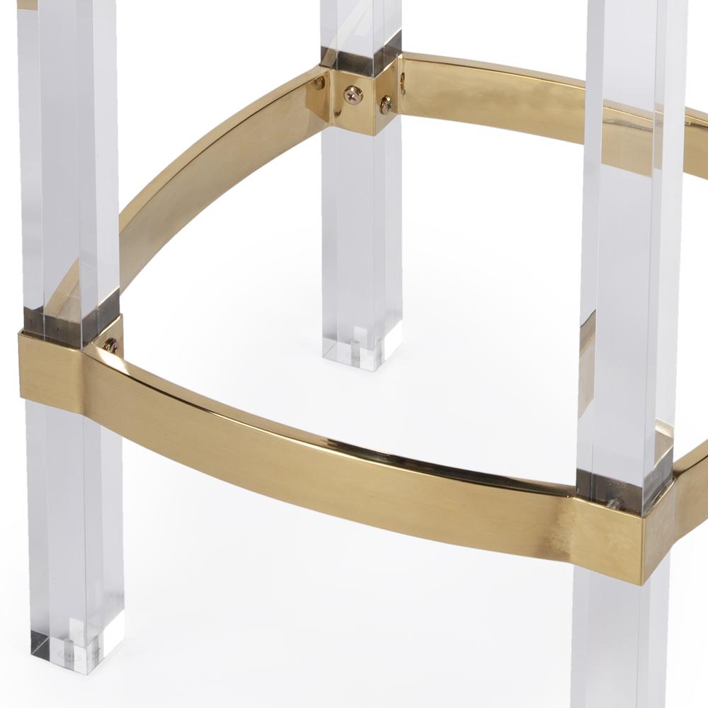 Jordan Acrylic & Polished Brass 24" Counter Stool, White