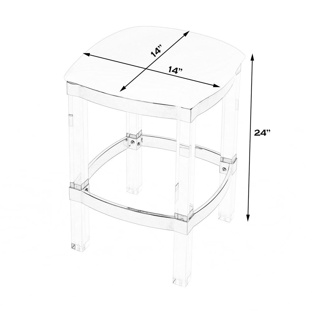 Jordan Acrylic & Polished Brass 24" Counter Stool, White