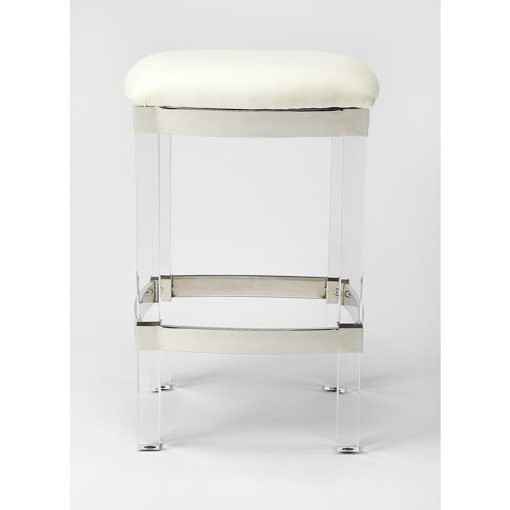 Jordan Acrylic & Leather 24" Counter Stool, White