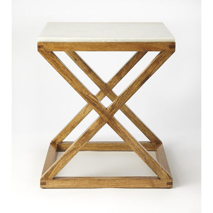 Braylon Marble & Wood End Table, Light Brown