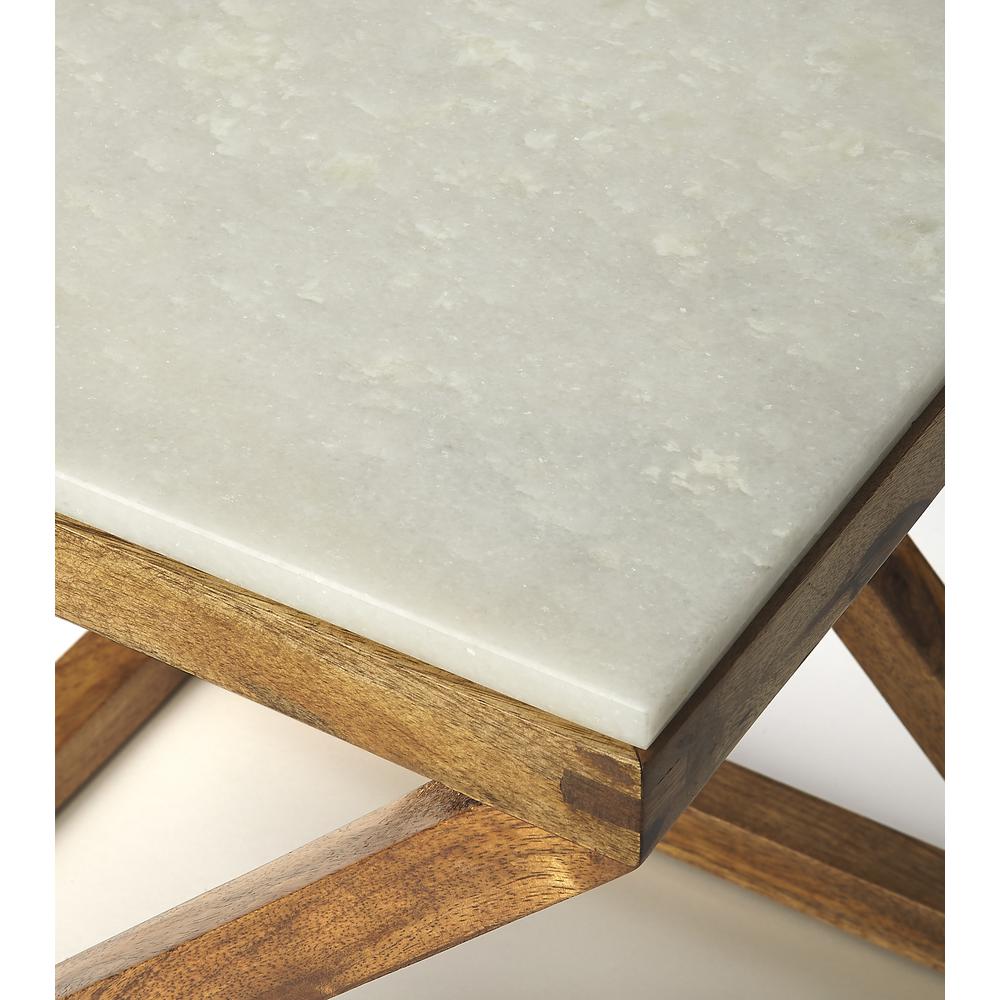 Braylon Marble & Wood End Table, Light Brown