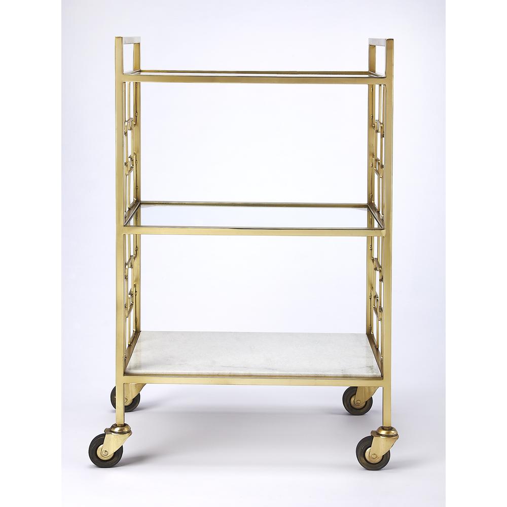 Arcadia Polished Bar Cart, Gold