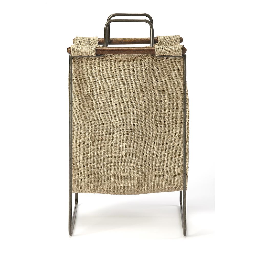 Idaho Burlap & Metal Magazine Basket, Beige