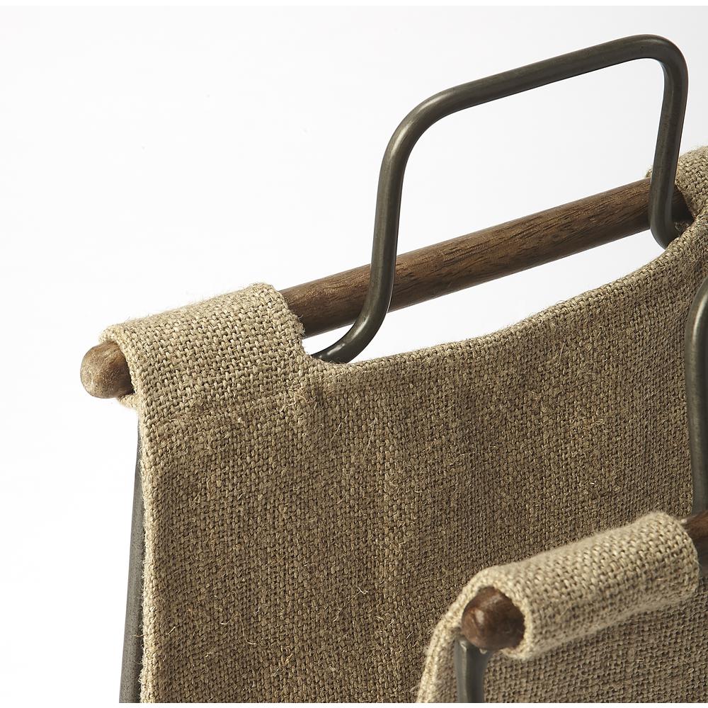 Idaho Burlap & Metal Magazine Basket, Beige