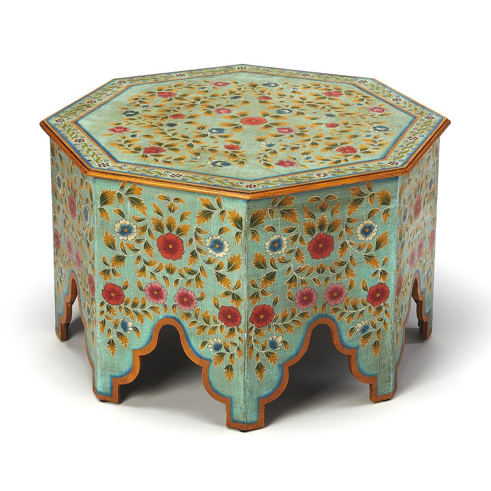 Priya Hand Painted Coffee Table, Green