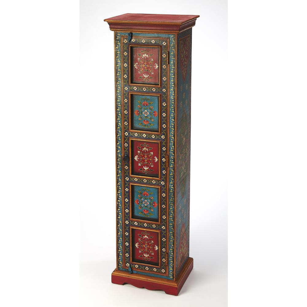 Amir Hand Painted Tall Cabinet, Multi-Color