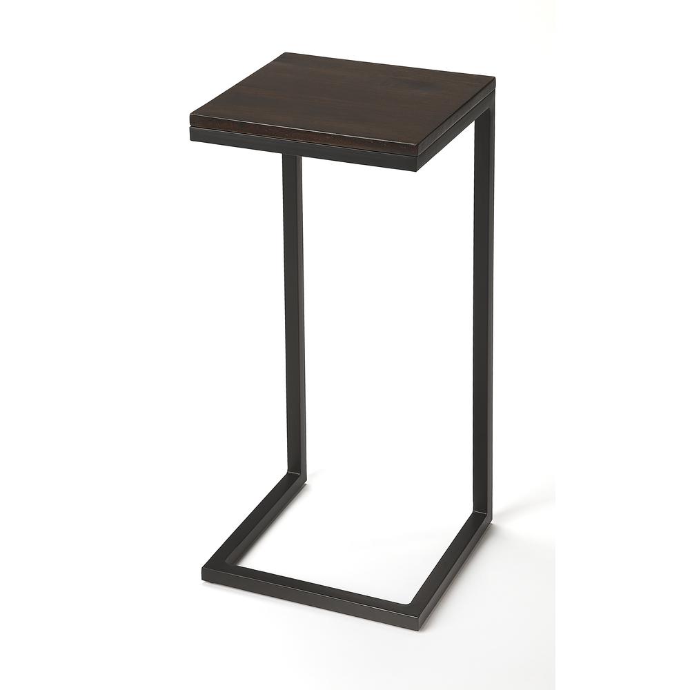 Kilmer Wood & Metal Finsih Side Table, Dark Brown