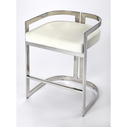 Clarence Faux Leather 25" Counter Stool, Silver