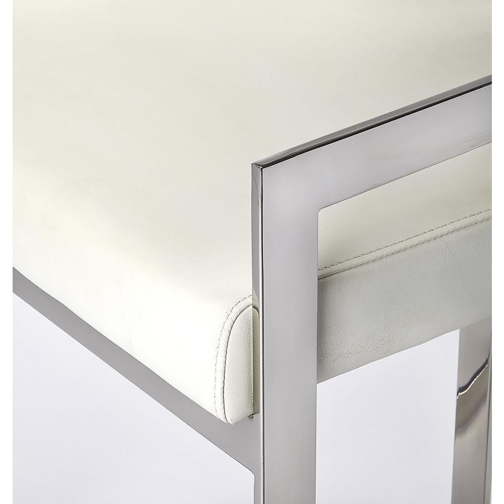 Clarence Faux Leather 25" Counter Stool, Silver