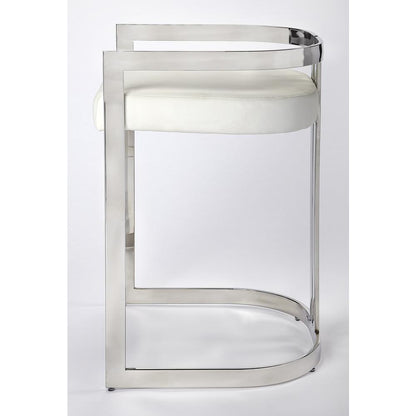 Clarence Faux Leather 25" Counter Stool, Silver