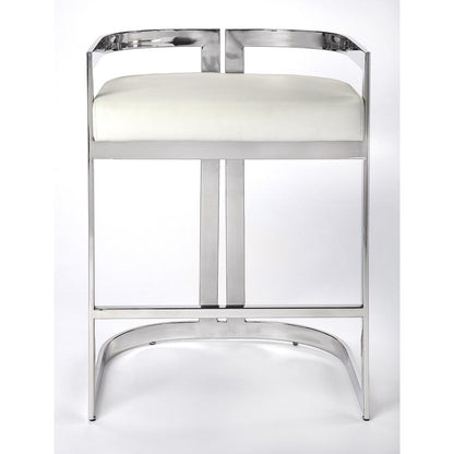 Clarence Faux Leather 25" Counter Stool, Silver