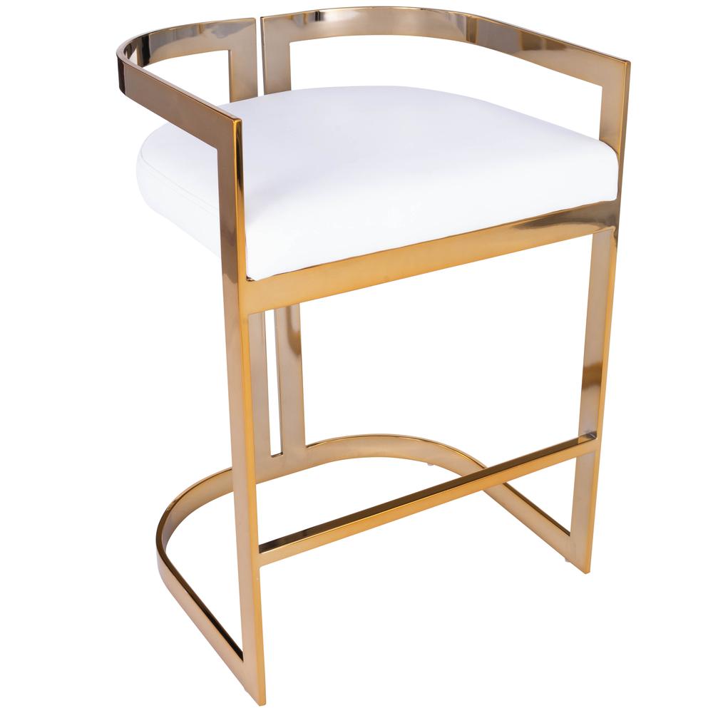 Clarence Faux Leather 25" Counter Stool, Gold
