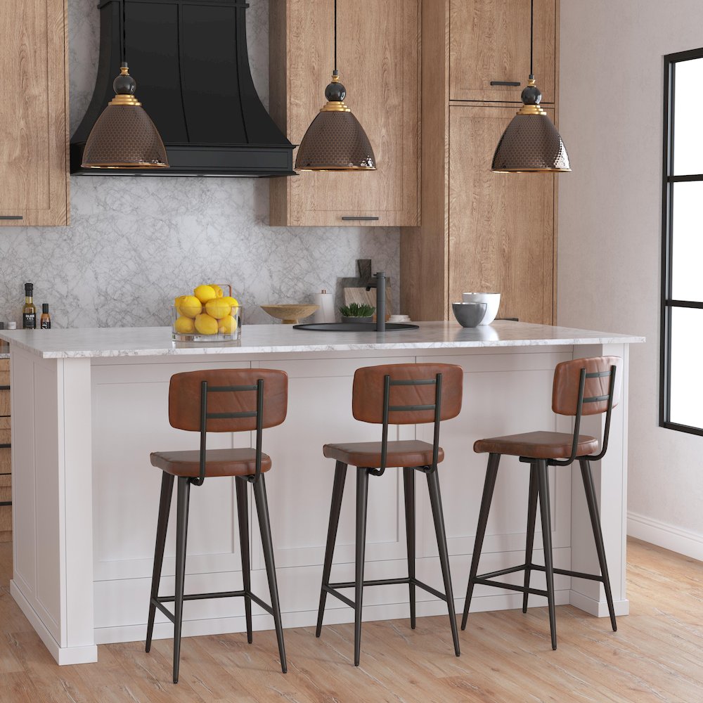 Saddle Leather 26" Counter Stool, Dark Brown