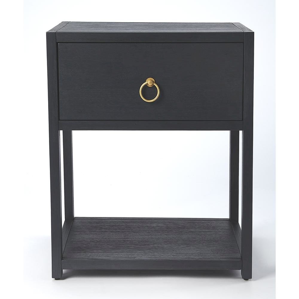 Navy Blue End Table – Small Wood Nightstand for Bedroom or Living Room
