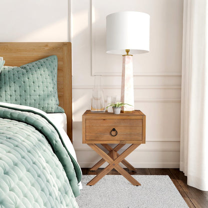 Lark Natural Wood End Table, Light Brown