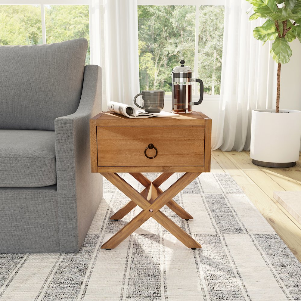 Lark Natural Wood End Table, Light Brown