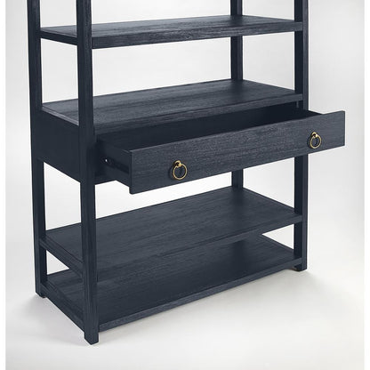 Lark 5 Tier 39"W Etagere Bookcase, Navy Blue
