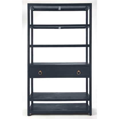 Lark 5 Tier 39"W Etagere Bookcase, Navy Blue