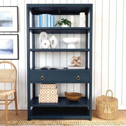 Lark 5 Tier 39"W Etagere Bookcase, Navy Blue