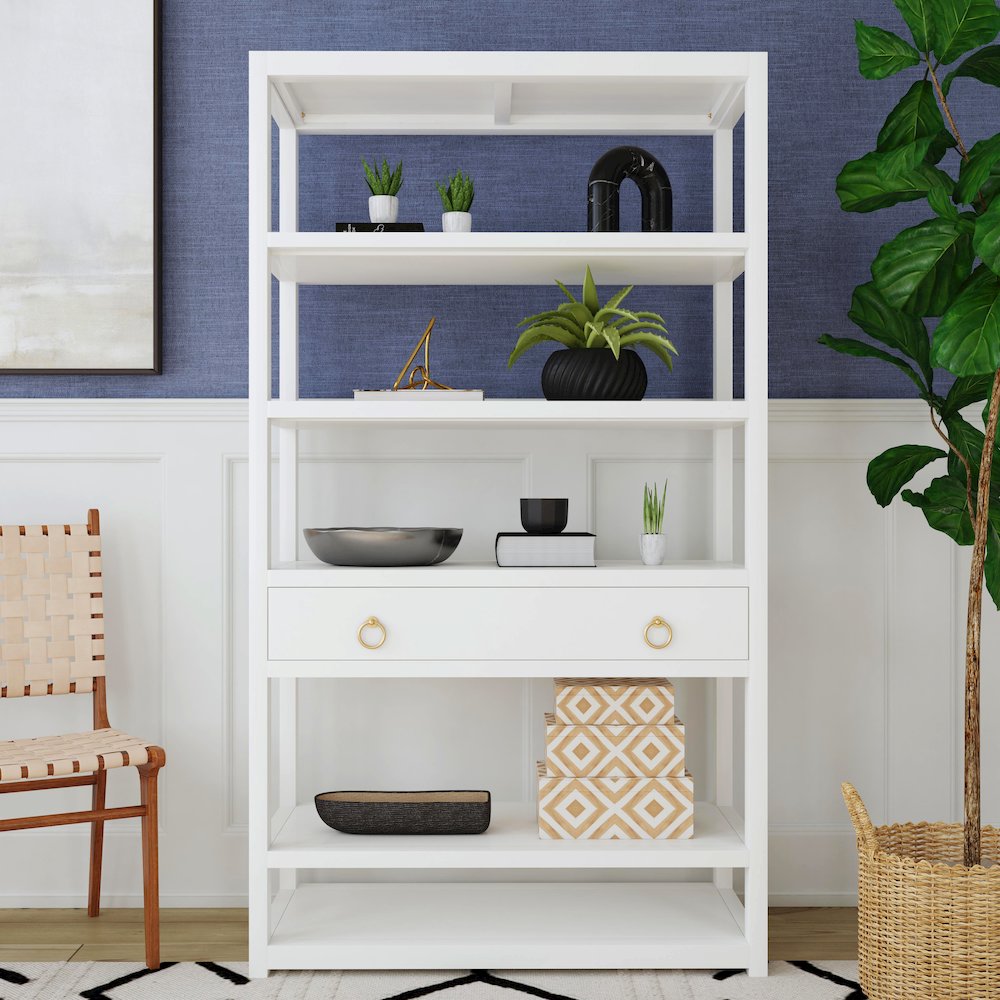 Lark 5 Tier 39"W Etagere Bookcase, White