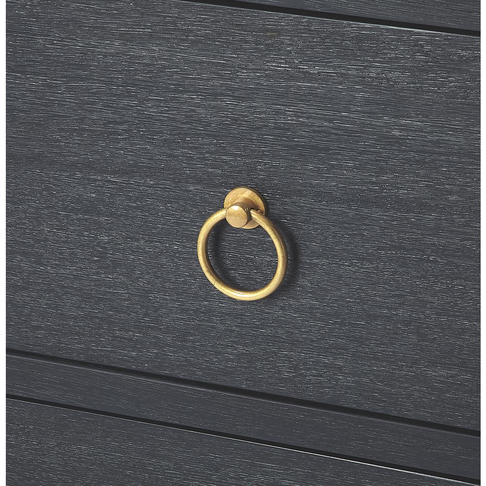 Elegant Navy Blue 3-Drawer Chest with Gold Accents, Belen Kox