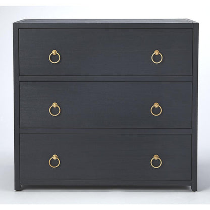 Elegant Navy Blue 3-Drawer Chest with Gold Accents, Belen Kox