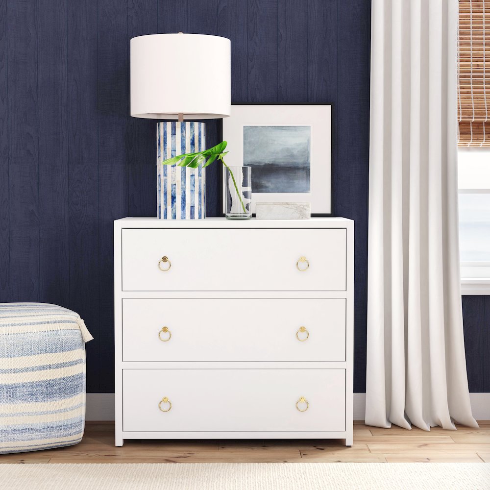 Lark 3 Drawer Dresser, White