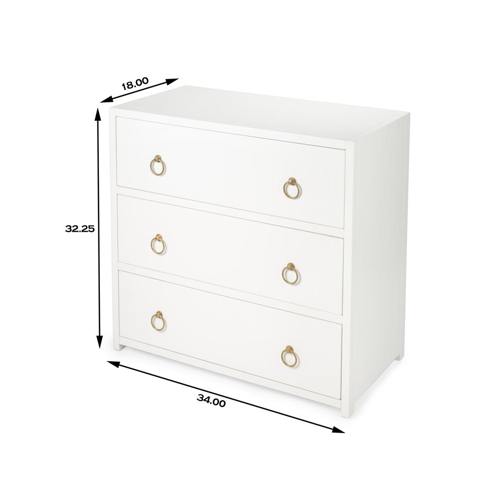 Lark 3 Drawer Dresser, White