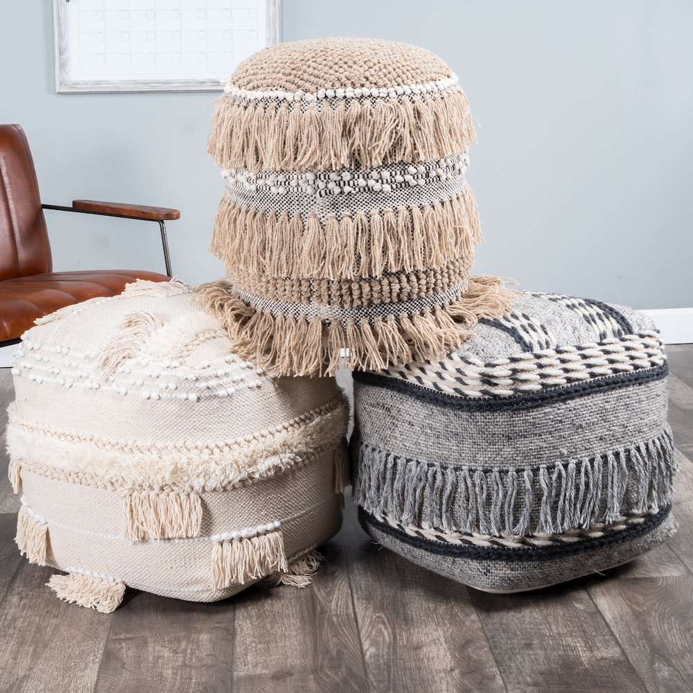 Brynn Square Pouffe, Gray