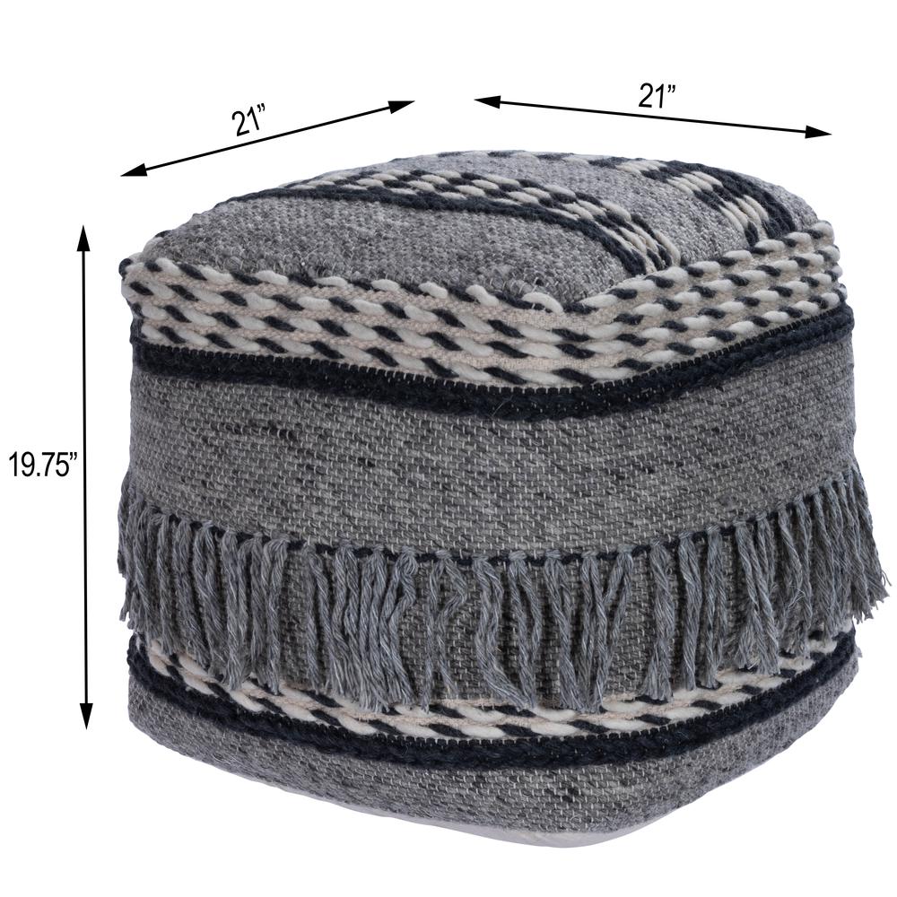 Brynn Square Pouffe, Gray