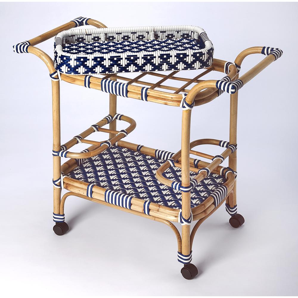 Blue Bar Cart - Small Home Bar & Serving Cart with Stylish Design