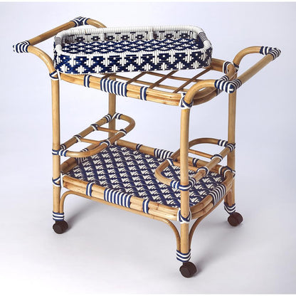 Blue Bar Cart - Small Home Bar & Serving Cart with Stylish Design