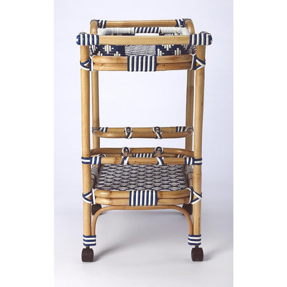 Blue Bar Cart - Small Home Bar & Serving Cart with Stylish Design