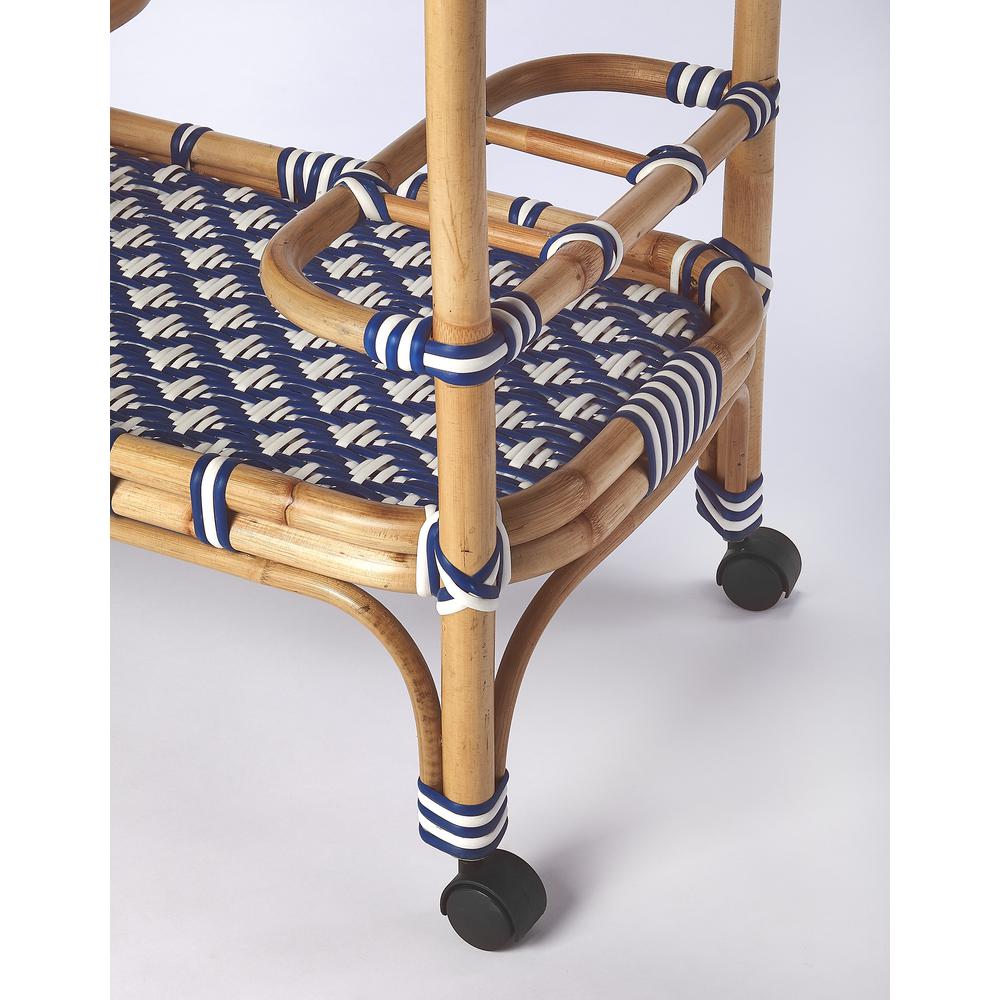 Blue Bar Cart - Small Home Bar & Serving Cart with Stylish Design