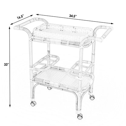 Selena & Rattan Bar Cart, Blue