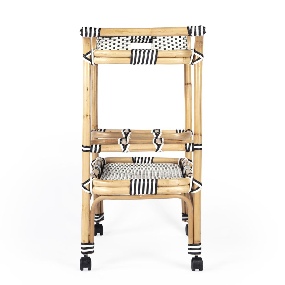 Selena Rattan Bar Cart, White