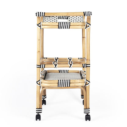 Selena Rattan Bar Cart, White