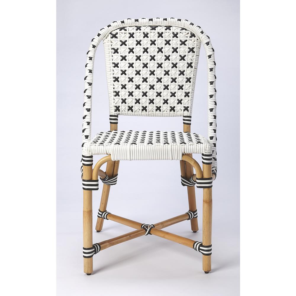 Tenor & Rattan Side Chair, White