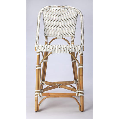 Solstice Rattan 25" Counter Stool, White and Tan Dot