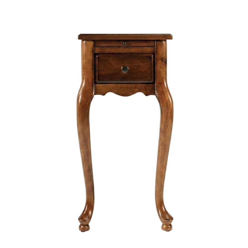 Chairside End Table with Drawer, Traditional Wood Side Table for Living Room