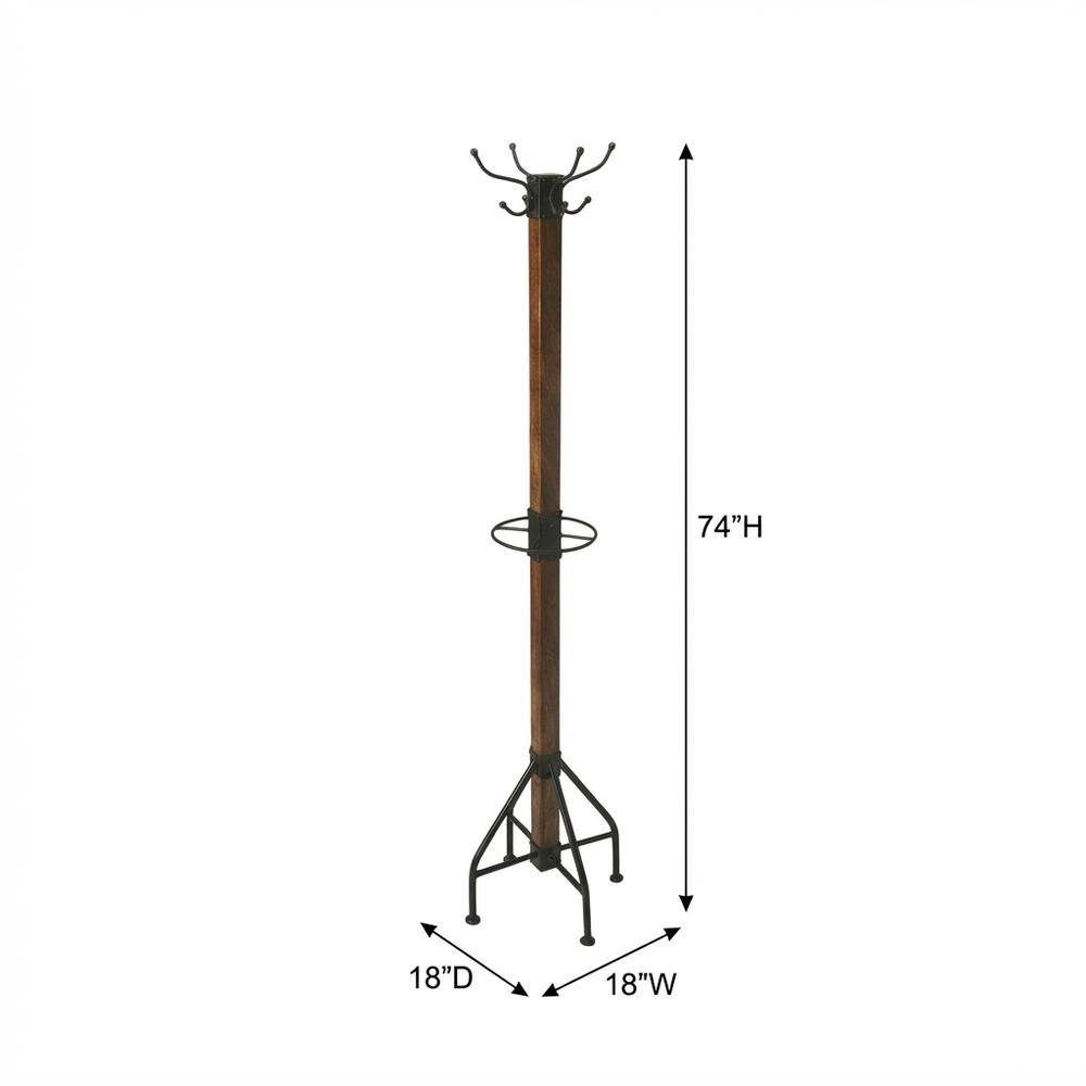 Industrial Floor Stand Coat Rack, Rustic Coat Tree for Entryway Hallway