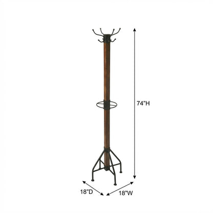 Industrial Floor Stand Coat Rack, Rustic Coat Tree for Entryway Hallway