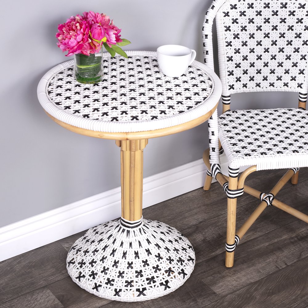 Tenor & Rattan Bistro Table, White