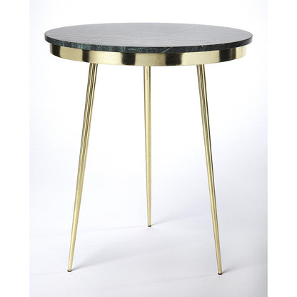 Hollings Green Marble & Brass Side Table, Green