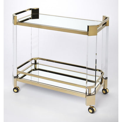 Charlevoix Acrylic & Serving Cart, Gold