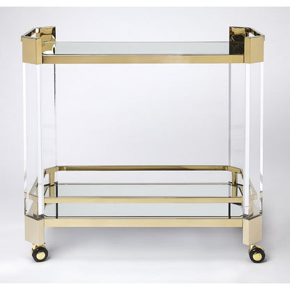 Charlevoix Acrylic & Serving Cart, Gold