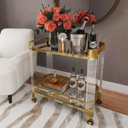 Charlevoix Acrylic & Serving Cart, Gold