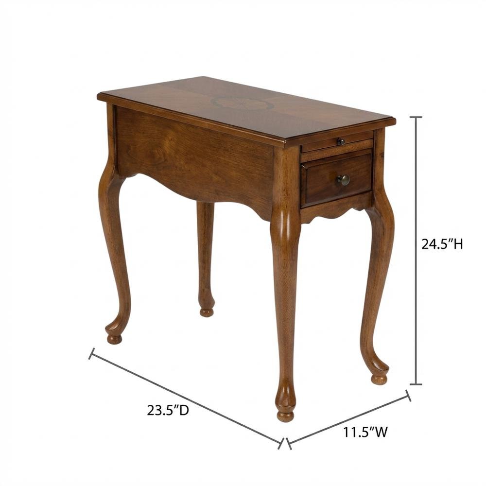 Chairside End Table with Drawer, Traditional Wood Side Table for Living Room