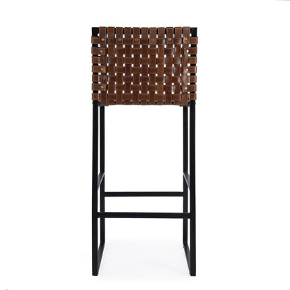 Urban Woven Leather 30" Barstool, Medium Brown