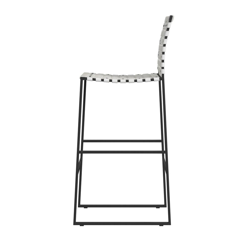 Urban Woven Leather Rectangular  28" Barstool, White